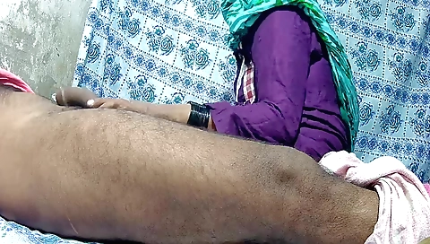 Indian girl with a shaved pussy is fucking in the room