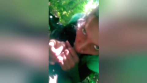 Beautiful girl is left alone in the forest outdoors