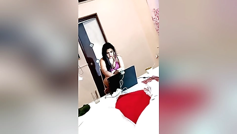 Big breasts brunette shows how to suck and fuck a dick