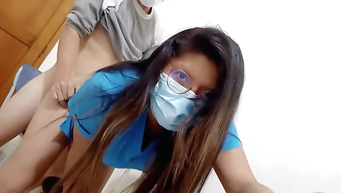 Indian brunette in a sexy suit gets her ass fucked