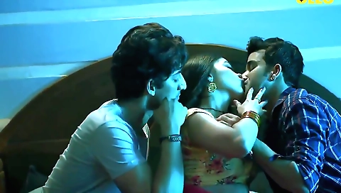 Indian threeway with a horny brunette and a hot dude