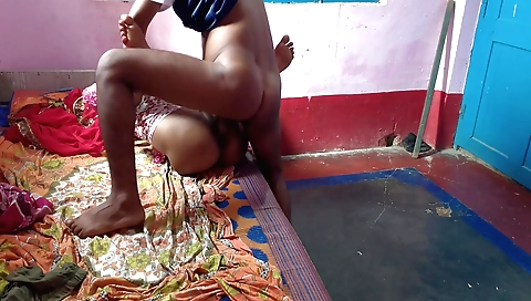 Indian girl with big boobs gives a blowjob and rides