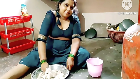Indian brunette fucked in the kitchen in amateur video
