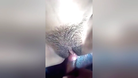 Indian chick is fucked in POV in her hairy pussy and pussy