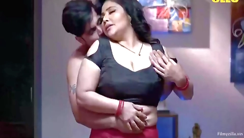 Chatty indian brunette gets licked and fucked by two men
