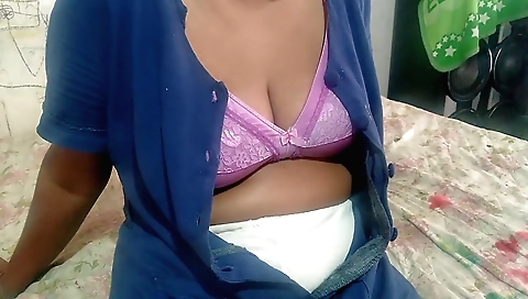 Indian babe in a white dress undresses and shows off