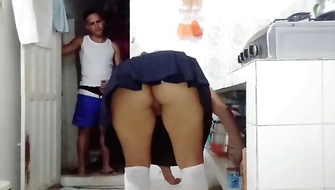 Indian babe has anal sex with her guy in school uniform