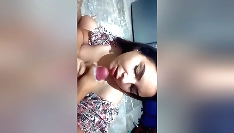 Amateur brunette with a big ass facesick with her stepfather