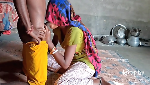 Indian wife fucks husband and her friend in the field