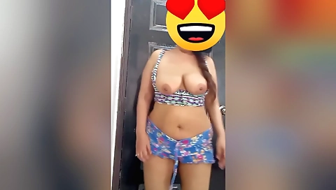 Indian stepsister masturbates and has fun in the bedroom