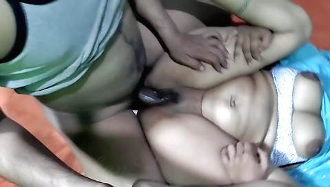 Indian brunette with big tits sucks dick and gets banged