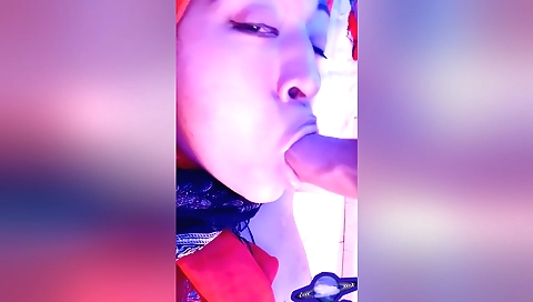 Asian brunette 18+ in a sexy dress masturbates her shaved cunt