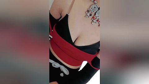 Indian stepsister in black bikini and her big milk boobs