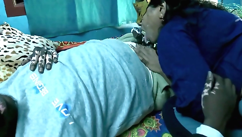 Busty black hottie cumming on her own after sex with her cousin