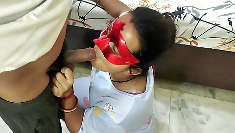 Indian hottie gets creampie while fucked in the throat